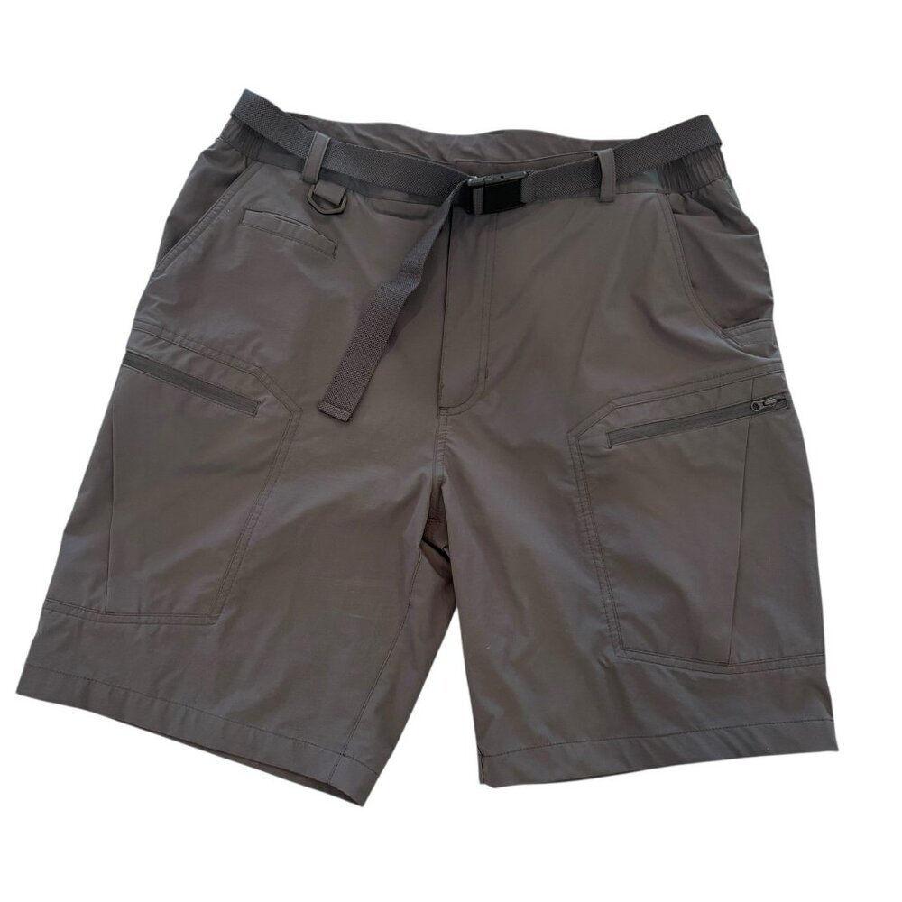 Shallowlulu Men's 38" Grey Outdoor Belted Cargo Hiking Camping Fishing Shorts